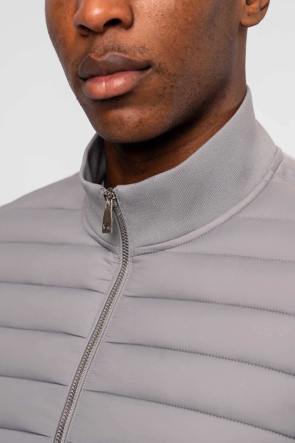 Luxe Premium Grey Quilted Hybrid Jacket