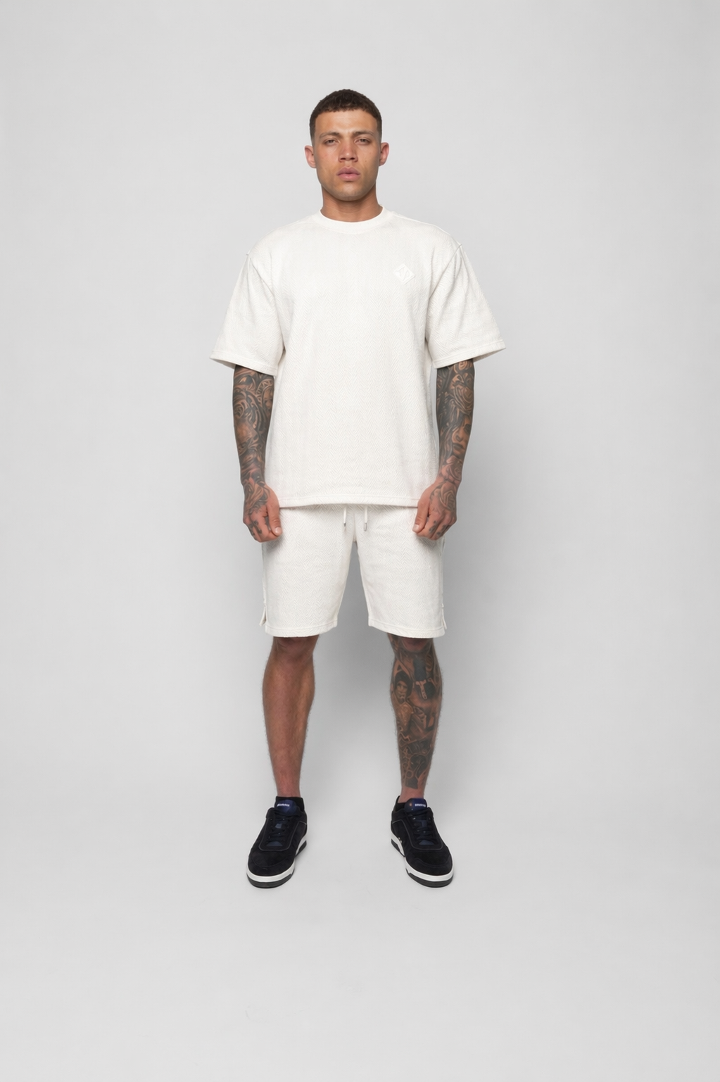 Conza Off White T-Shirt & Short Set