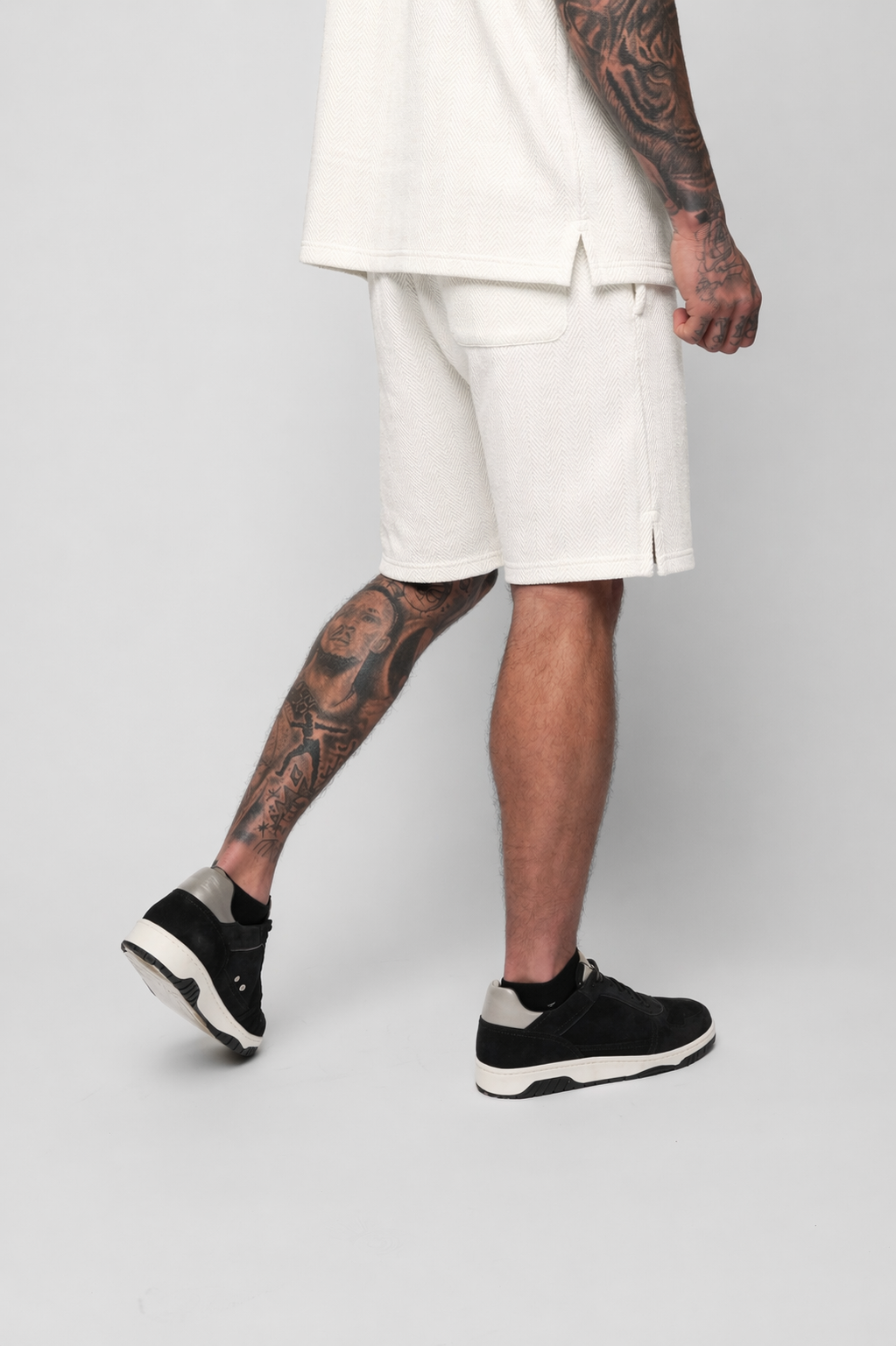 Conza Off White T-Shirt & Short Set