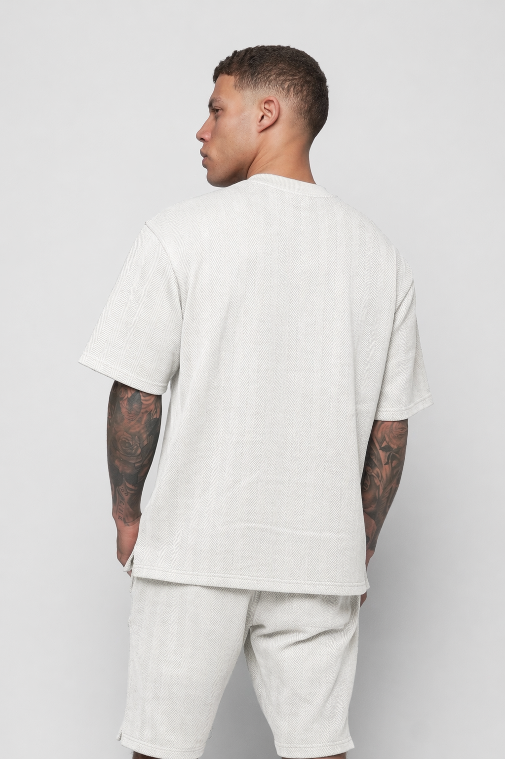 Conza Off White T-Shirt & Short Set