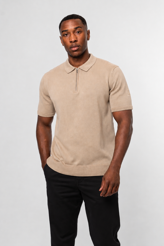 Luxe Premium Stone Short Sleeve Knit Polo