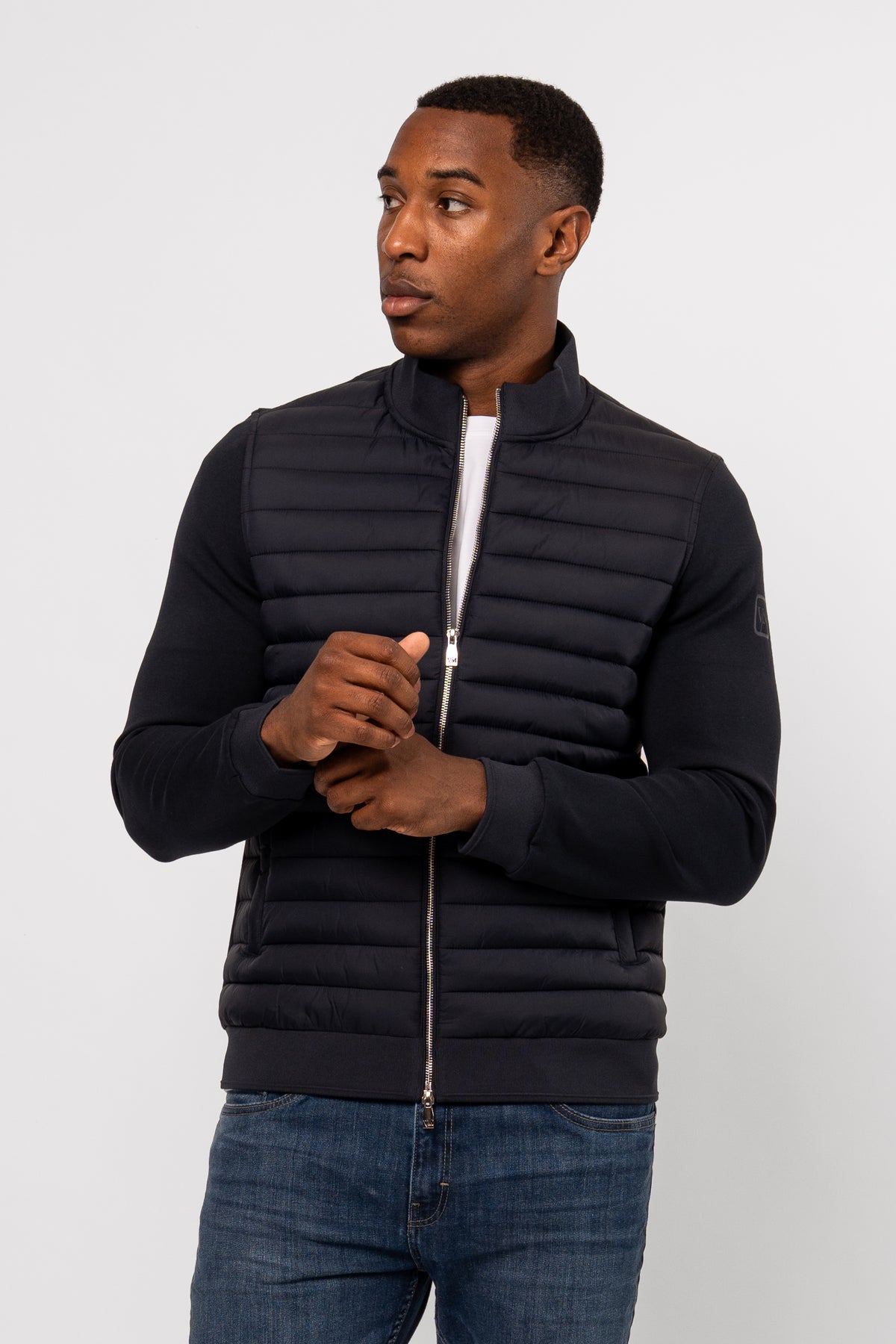Luxe Premium Navy Quilted Hybrid Jacket