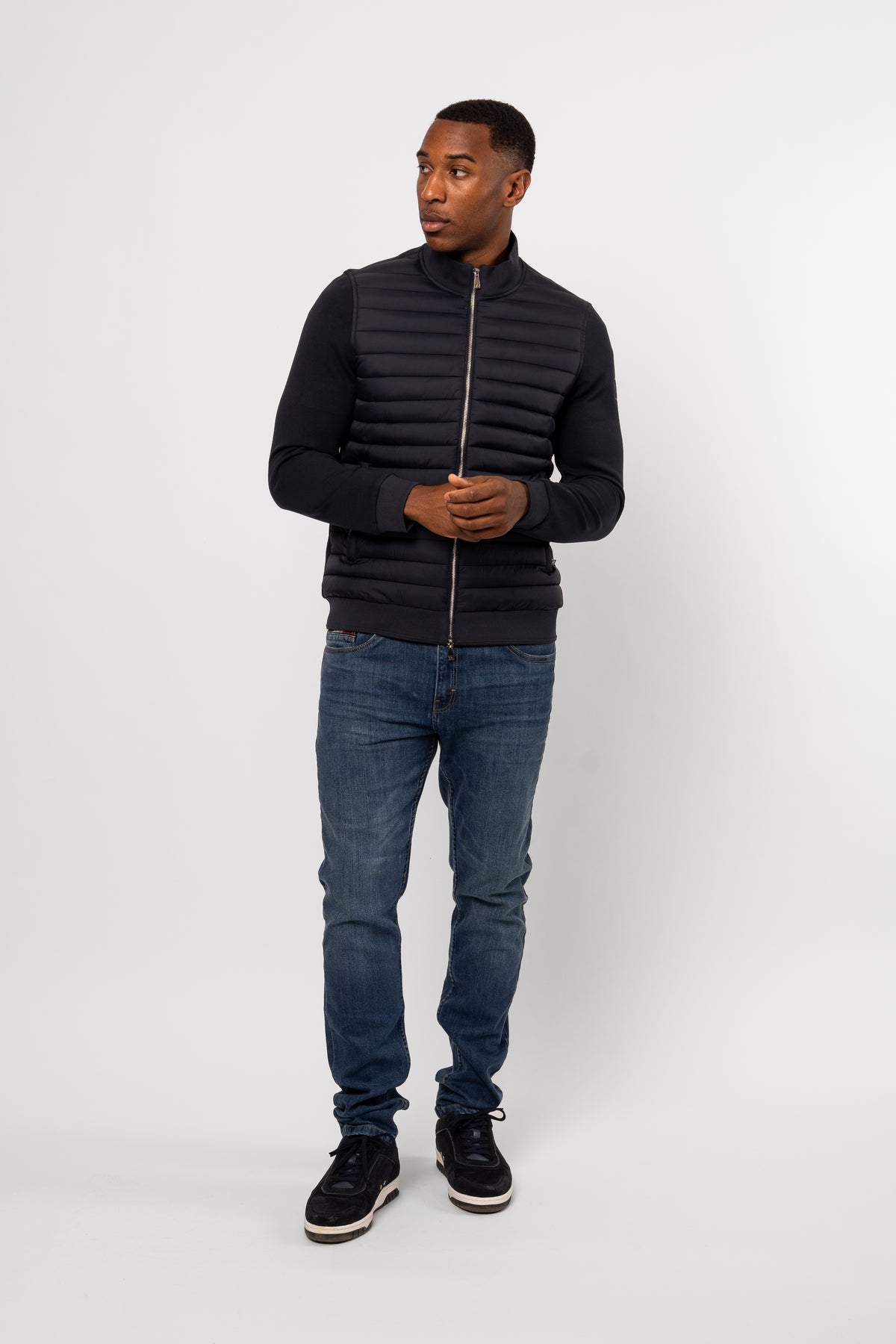 Luxe Premium Navy Quilted Hybrid Jacket