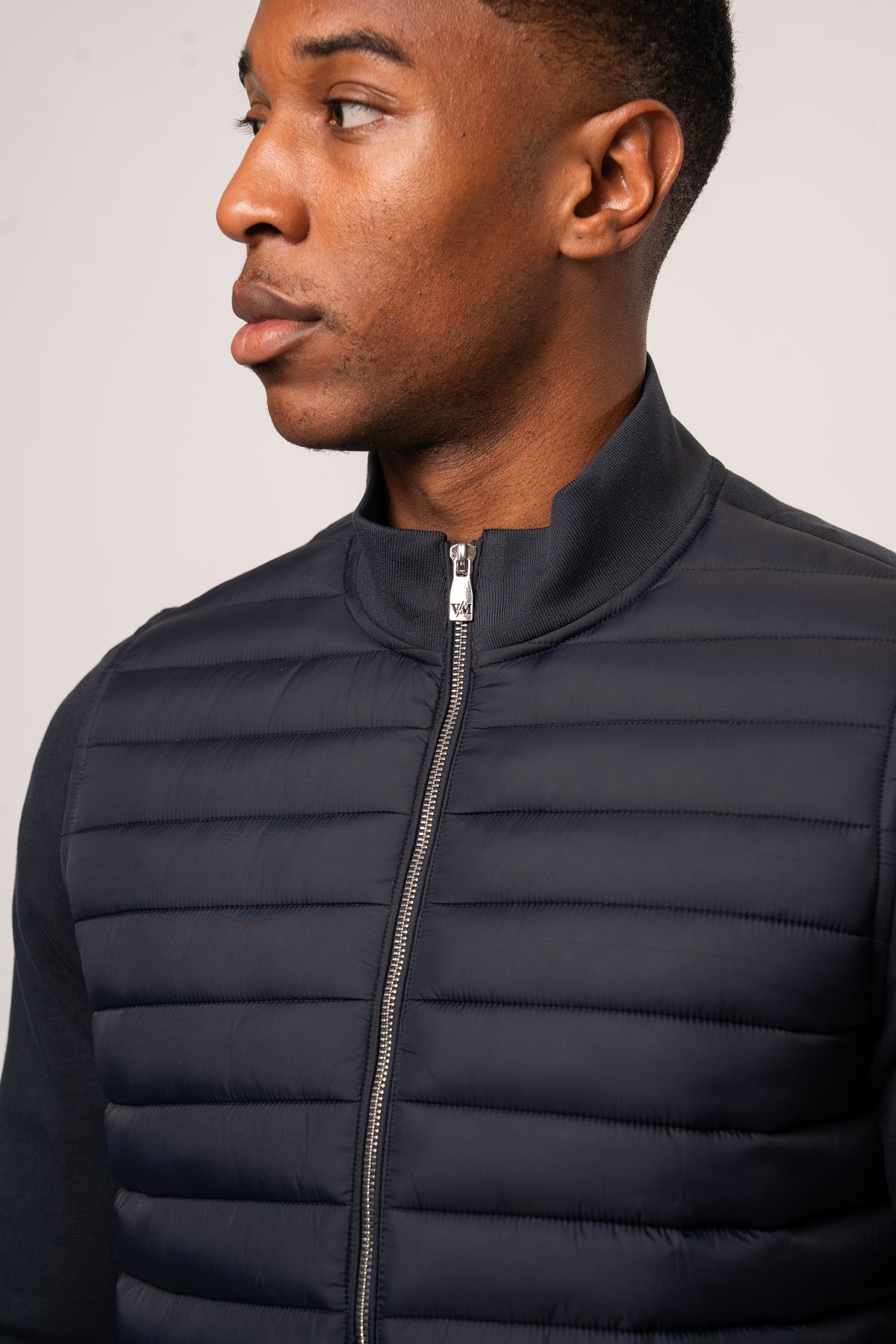Luxe Premium Navy Quilted Hybrid Jacket