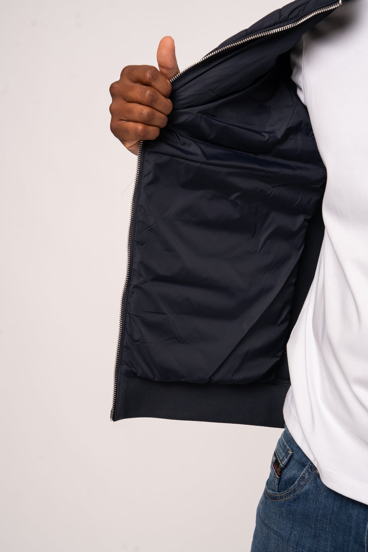 Luxe Premium Navy Quilted Hybrid Jacket
