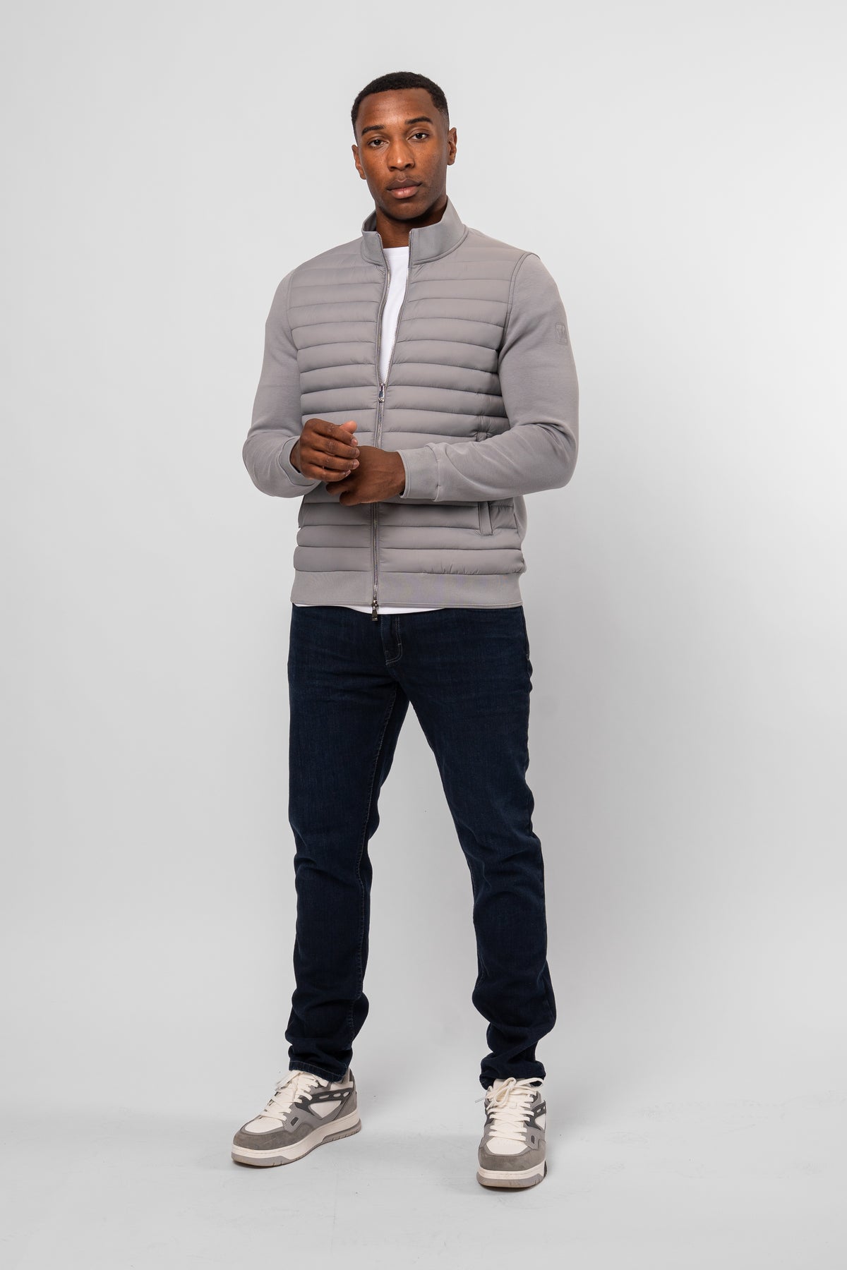 Luxe Premium Grey Quilted Hybrid Jacket