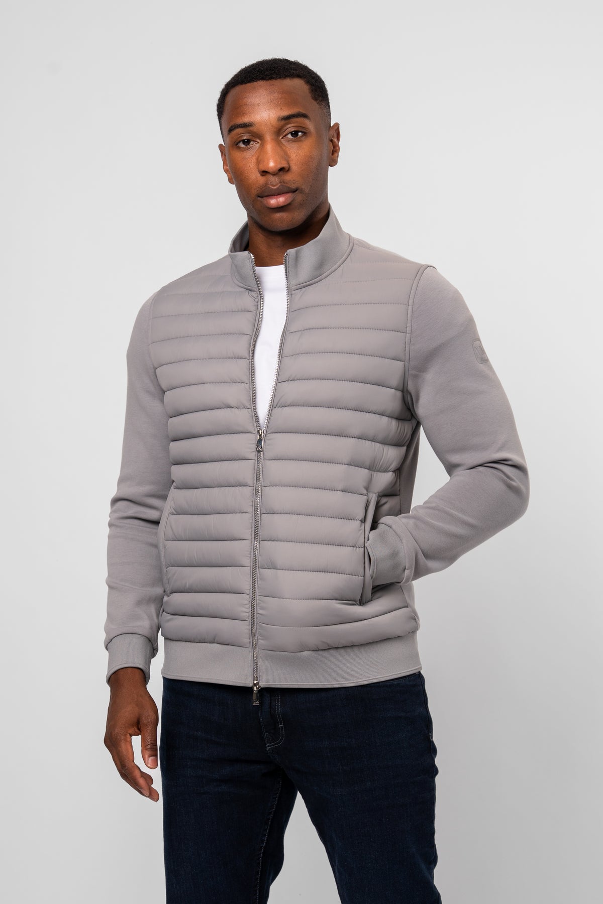 Luxe Premium Grey Quilted Hybrid Jacket