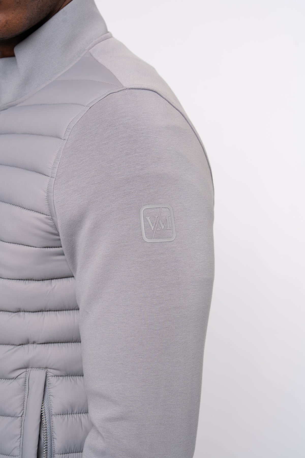 Luxe Premium Grey Quilted Hybrid Jacket
