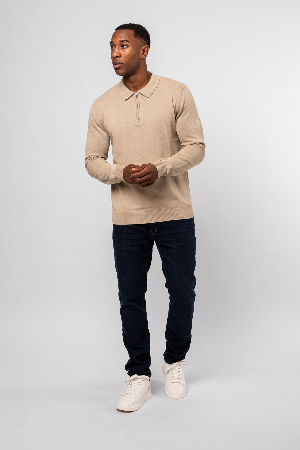 Luxe Premium Stone Long Sleeve Knit Polo