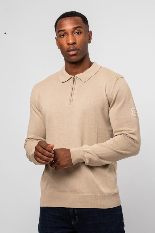 Luxe Premium Stone Long Sleeve Knit Polo