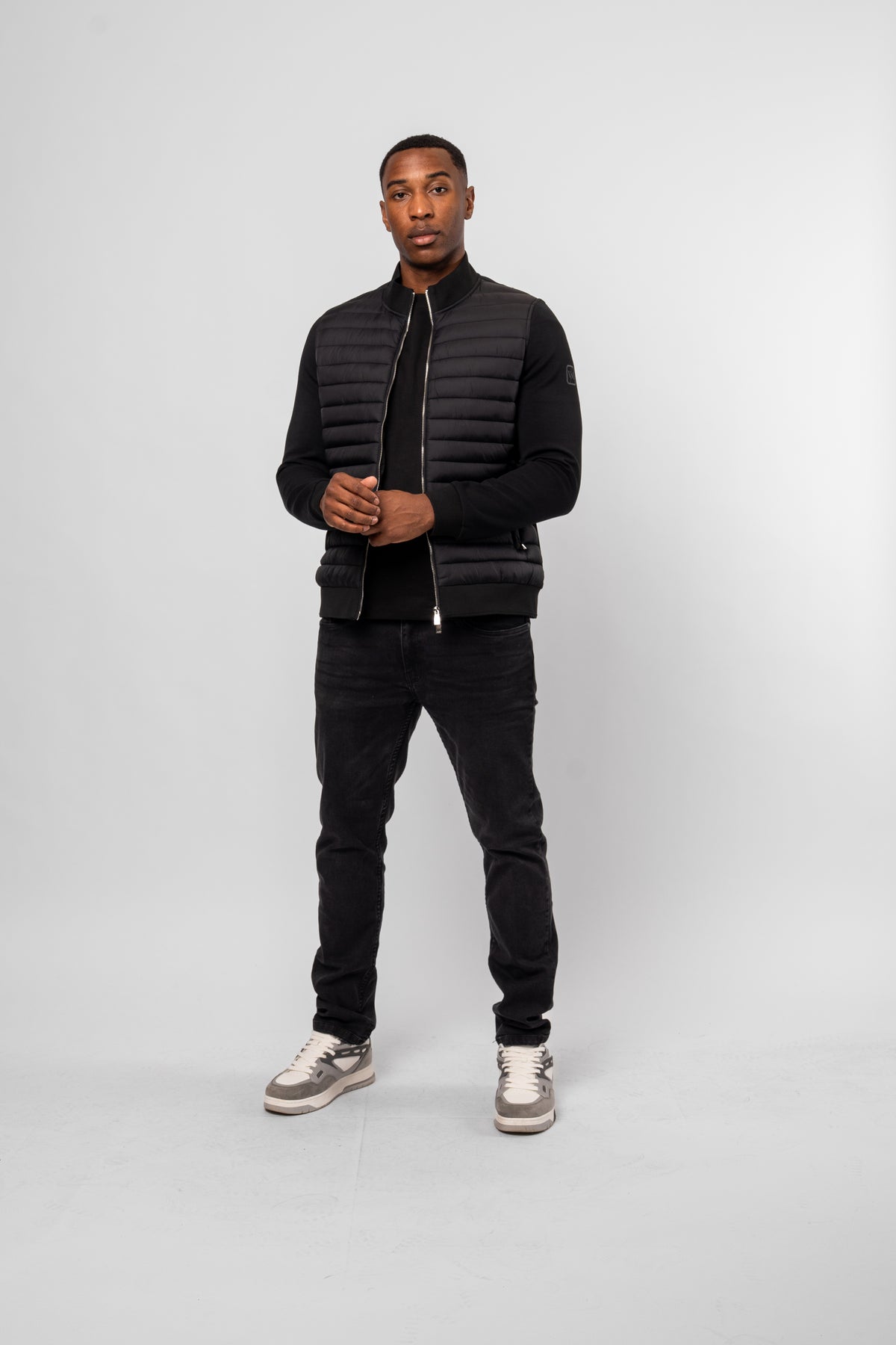 Luxe Premium Black Quilted Hybrid Jacket