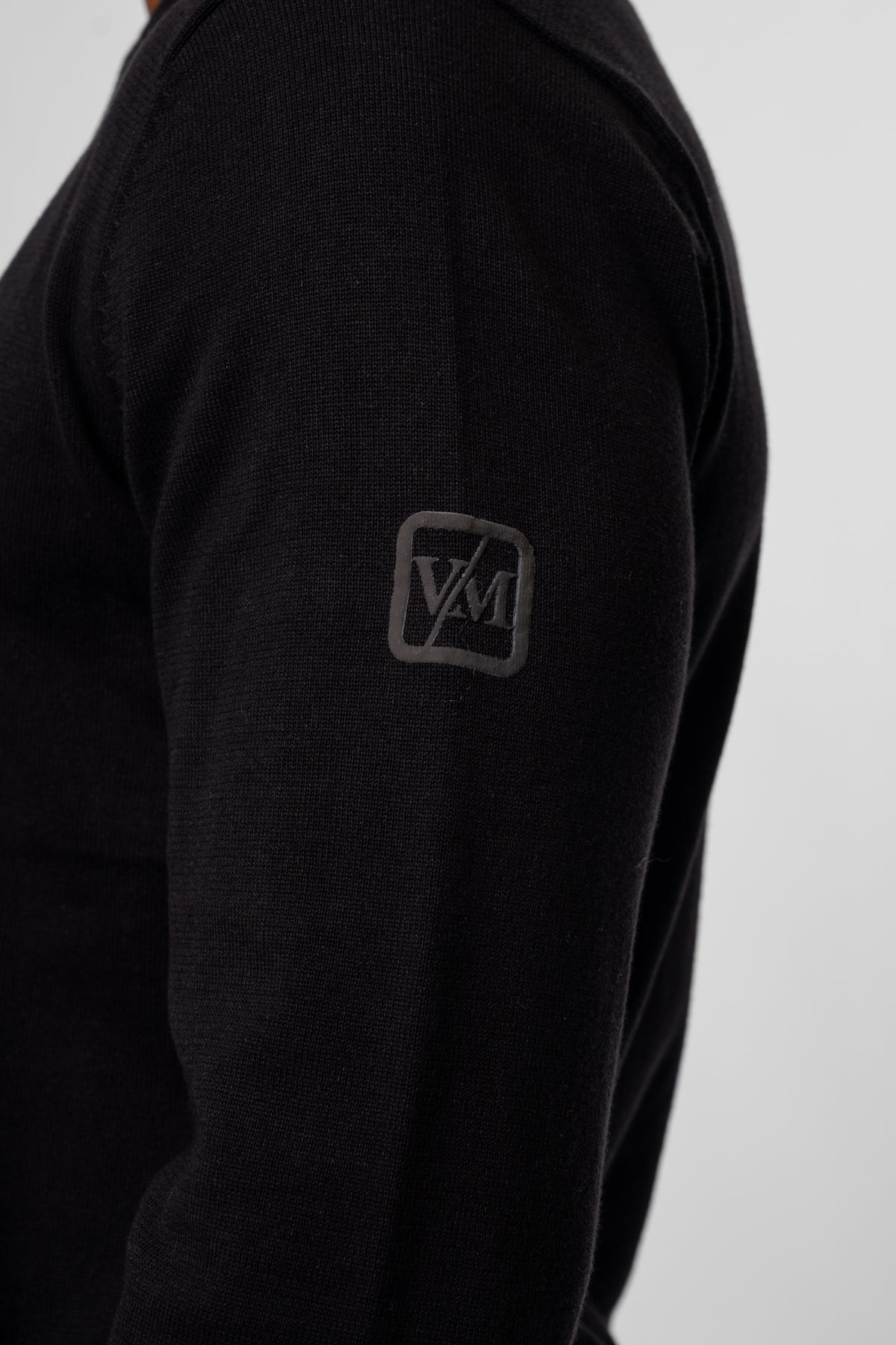 Luxe Premium Black Long Sleeve Knit Polo