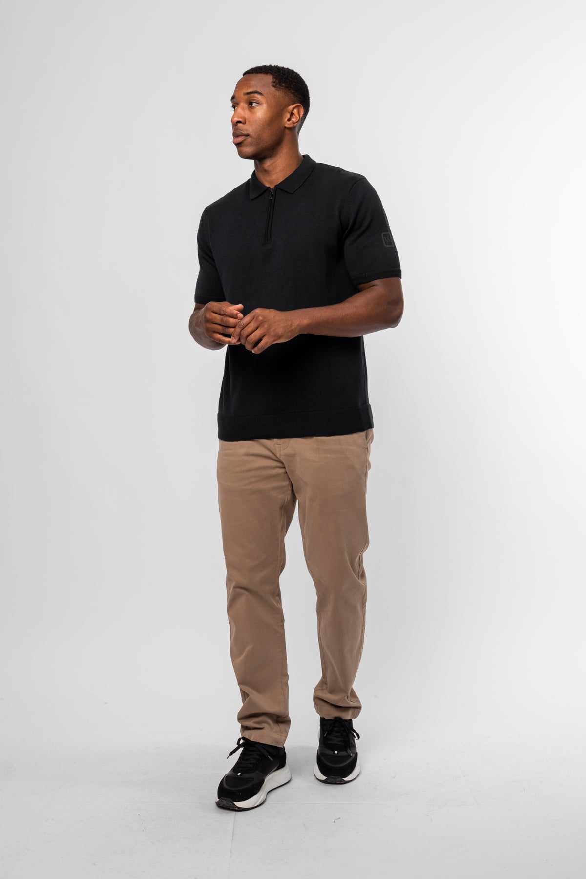 Luxe Premium Black Short Sleeve Knit Polo