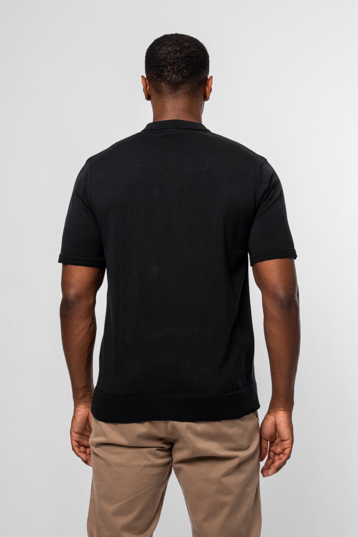 Luxe Premium Black Short Sleeve Knit Polo
