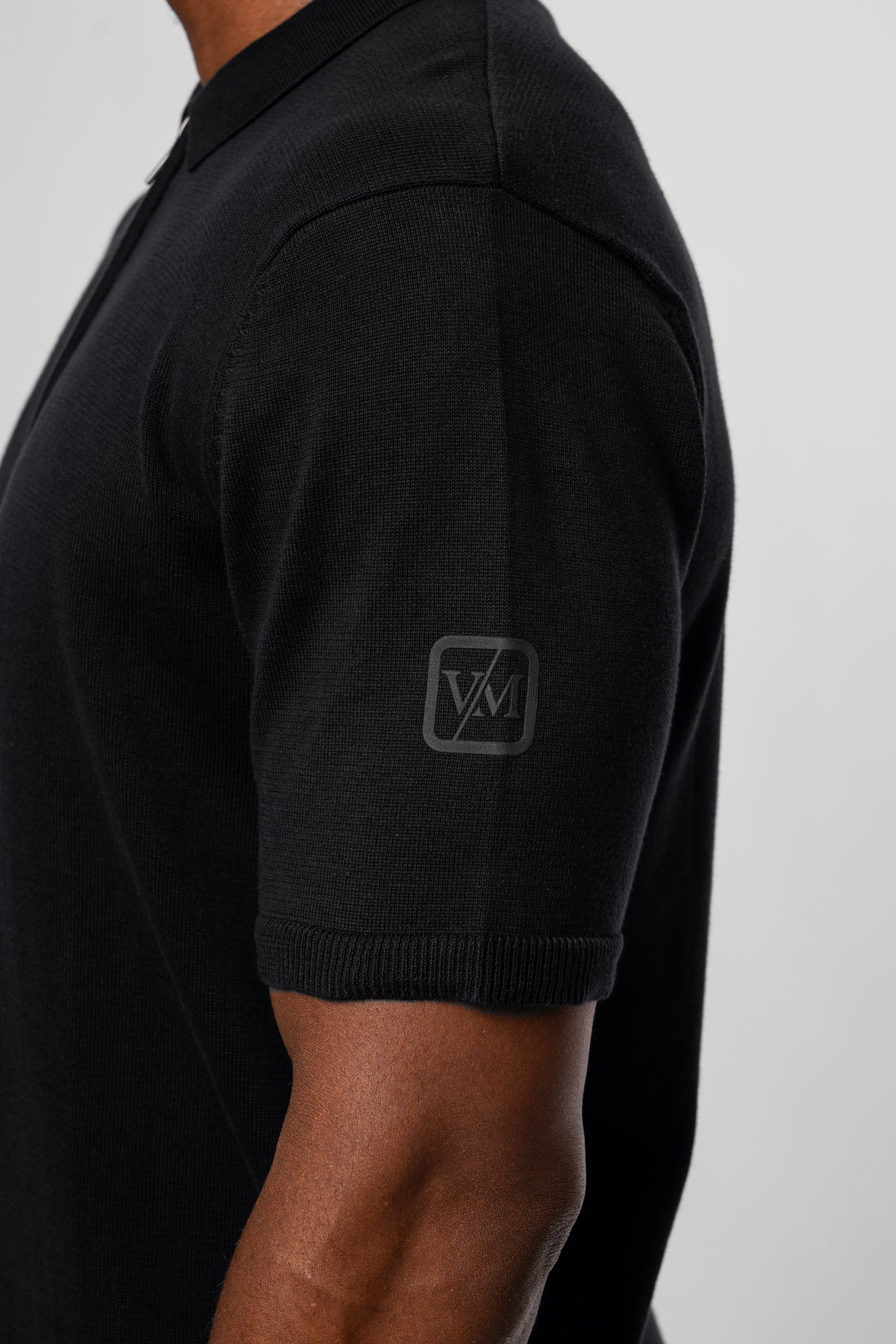 Luxe Premium Black Short Sleeve Knit Polo