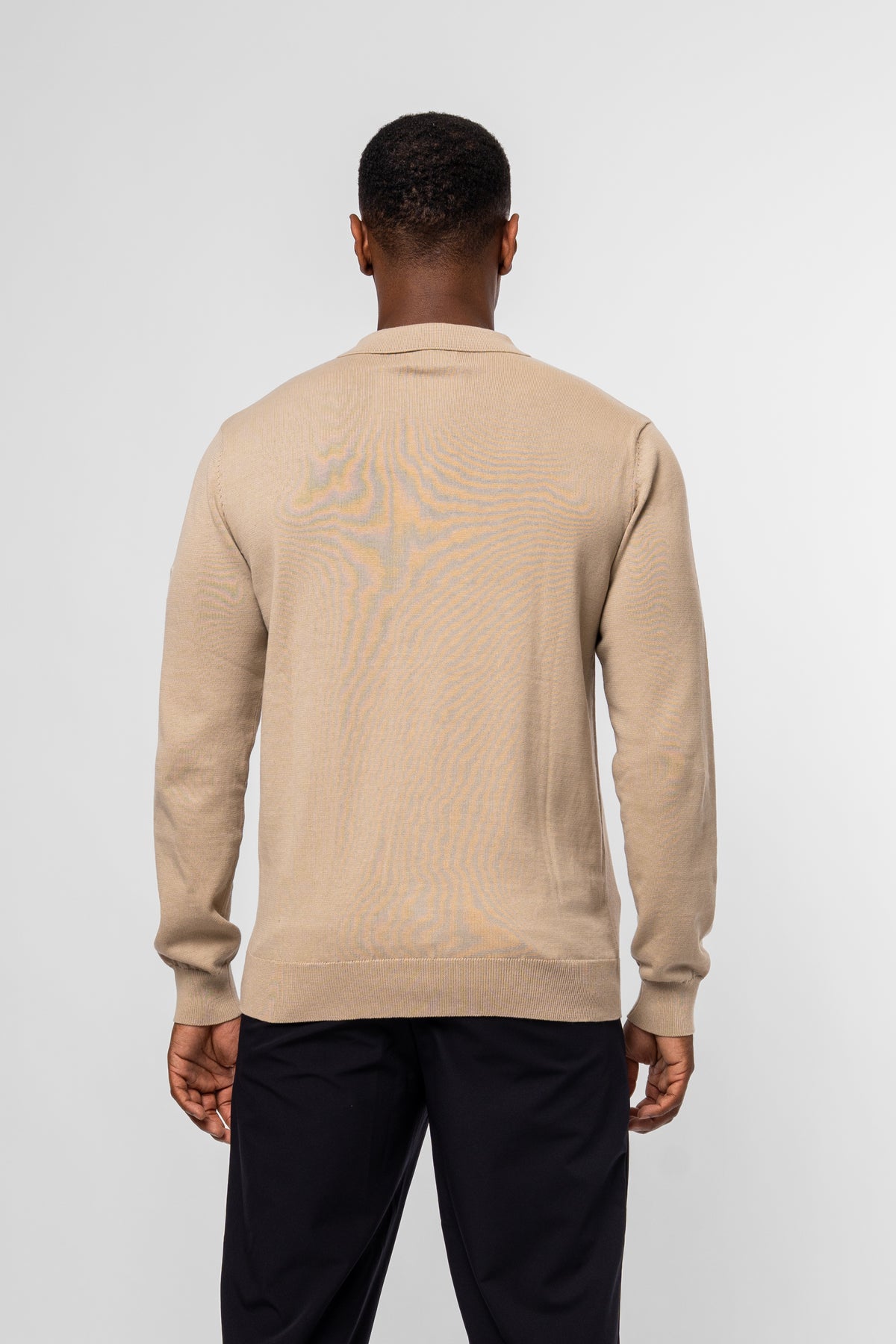 Luxe Premium Stone Long Sleeve Knit Polo