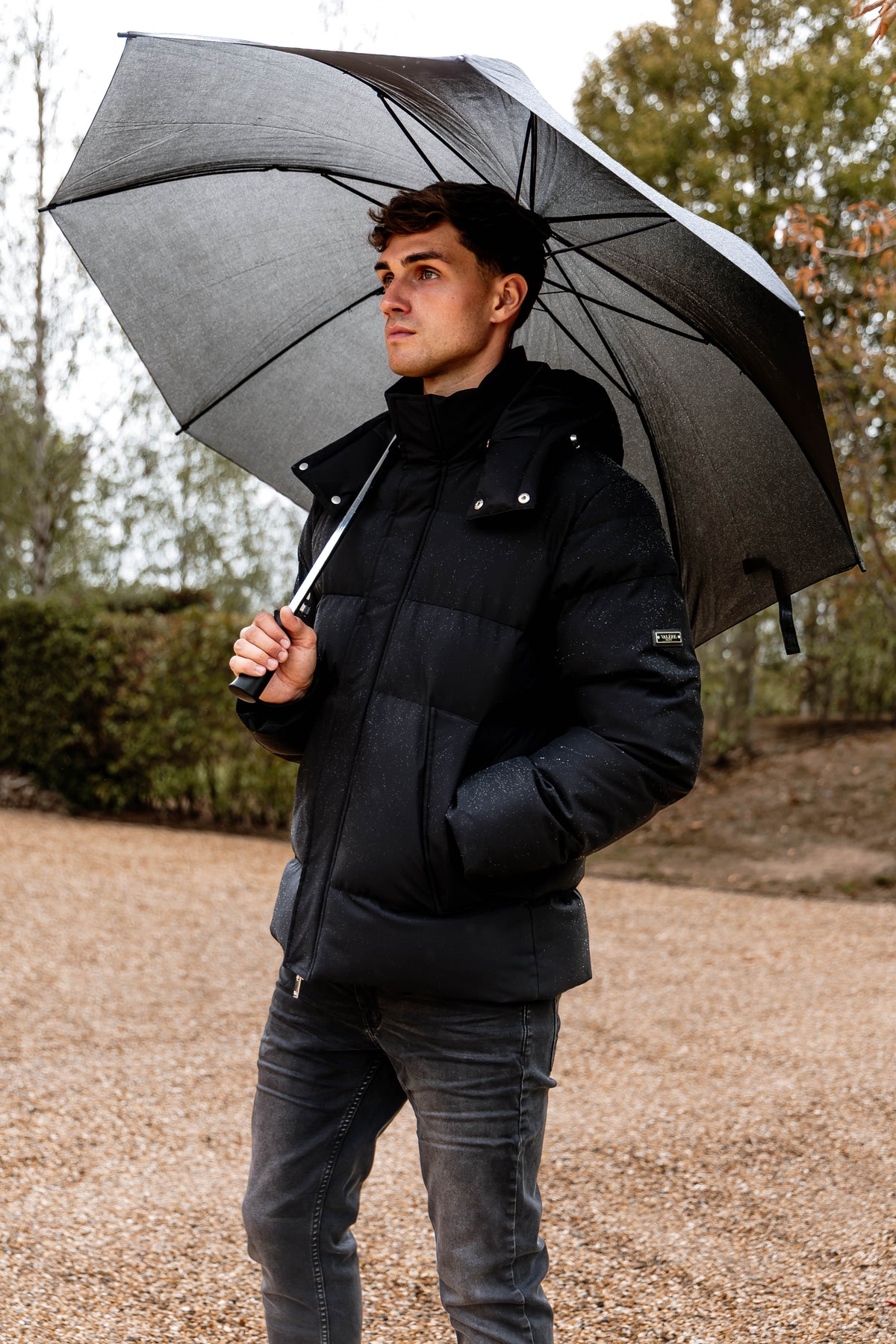 Mono Logo Black Puffer Jacket