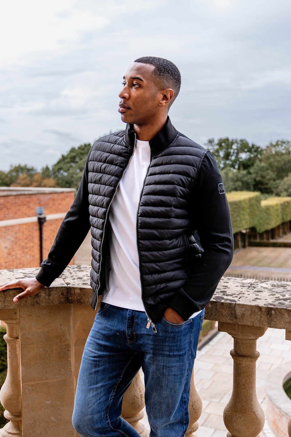 Luxe Premium Navy Quilted Hybrid Jacket